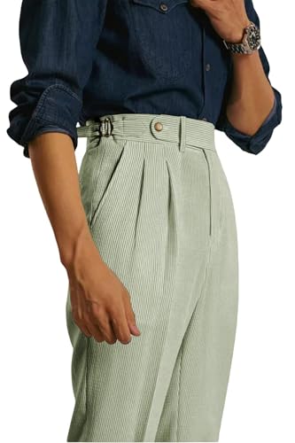 Men's Seersucker Casual Suit Pants Classic Fit Gurkha Dress Pant Spring Summer Beach Striped Trousers for Men