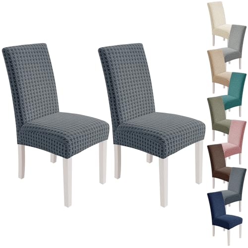 MAXIJIN Dining Chair Covers Set of 2, Stretch Kitchen Chair Covers for Dining Chairs, Removable Washable Parson Seat Slipcover for Home, Restaurant, Hotel, Banquet (Dark Gray)