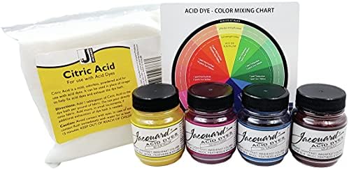 Jacquard Products Jacquard Acid Dye Set, Yellow, Turquoise, Red and Black, Multi, 5 Piece