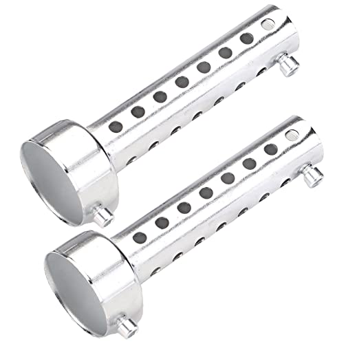 Yuumo+ インナーサイレンサー インナーバッフル バッフル バイク マフラー 消音器 排気 スチール 汎用 幅:35/42/45/48/60mm 2本セット シルバー ロング 45mm