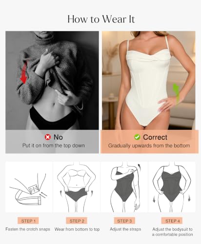 Image of Popilush Bodysuits for Women Tummy Control Shapewear Corset Tops