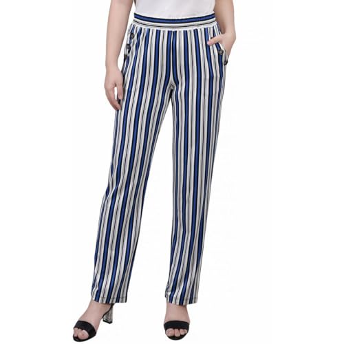 Womens Petites High Rise Embellished Straight Leg Pants