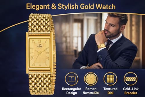 Image of Dezine Men's Gold Plated Metal Wrist Watch for Men