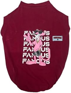 Fetcher Dark Red (Maroon) Printed 'Famous' T-Shirt for Dogs and Cats Comfortable Lightweight Animal Cloth (16" Medium)