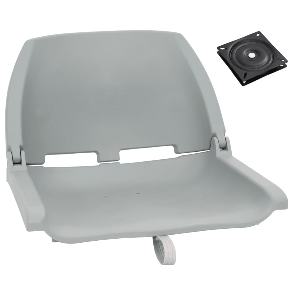 2 tlg Bootssitz Set klappbar grau aus Kunststoff mit 360 Grad Drehgelenk, wasserfest, 100 kg Belastbarkeit, für Segelboot Zubehör, Yacht, Cockpit, Deck und Aufbewahrung