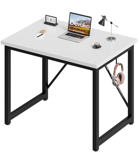 Devoko Scrivania per computer e laptop, stabile, da 80 cm, dal design moderno, semplice e compatto, per ufficio, studio, camera da letto, bianco Devoko Scrivania per computer e laptop, stabile, da 80 cm, dal design moderno, semplice e compatto, per ufficio, studio, camera da letto, bianco