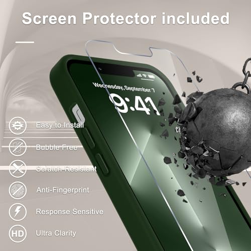 Image of YENAPOON for iPhone 13 Pro Case, Matte Magnetic Phone Cover [with 1 Screen Protector] [Support for MagSafe] [Shockproof Military Grade Protection] Translucent Frosted Back, Sage Green