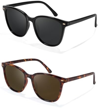 Myiaur 2er Pack Sonnenbrille Damen Groß Polarisierte | Trendige Eckig Sonnenbrille, UV400 Schutz für Autofahren