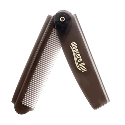 Kasoud Folding Pocket Comb - Plastic Portable Travel Brush for Beard and Hair - Luxury Hand Made Flip Combs for Grooming Thick and Thin Hair, Moustache (Grey)