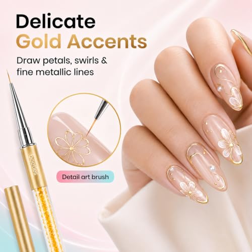 Image of Beetles Gel Polish Nail Art Liner Brushes 5Pcs Painting Art Design Pen Set Diamond Application Rhinestone Handle Dotting Drawing Sizes 5 7 9 11 20mm Nail Design Gift for Women