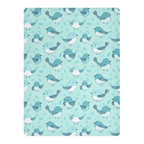 Drap-housse imperméable lit bébé 132x71 cm motif oiseau turquoise