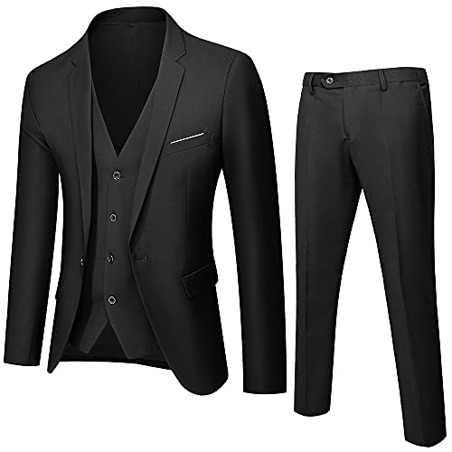 Costume chic pour mariage sur herbe et réception costume 3 pièces coupe slim noir taille tall