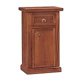 Couleur : noyer foncé Mar.c.a. Design - Meuble entrée porte téléphone de sol haute couleur noyer foncé en bois de peuplier avec porte latérale, 1 tiroir et une porte, meuble téléphone, art pauvre 46 x 31 x 76 cm
