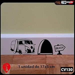 Muisgat ” SURF VAN ” Plinten Muur Art Sticker Vinyl Decal ” 18cm x 5cm..UK VERKOPER
