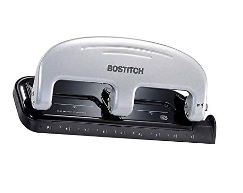 Bostitch Office inPRESS 20 Reduced Effort Three-Hole Punch, 1 Pack (Silver) Black (2220-1) - New