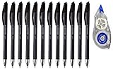 Staples Sonix Gel-Ink Black Pens, Medium Point, Retractable 1 Doz, Correction Tape 1 pc - VALUE PACK...