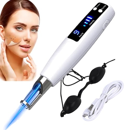 LáPiz LáSer De Picosegundos Para Eliminar Verrugas CutáNeas, Luz Azul Y Roja, Pantalla Lcd, 9 Modos, 4 Niveles Para Eliminar Pigmentos,Cicatrices,Lunares,Manchas Oscuras Y Pecas,Con Gafas,Blue