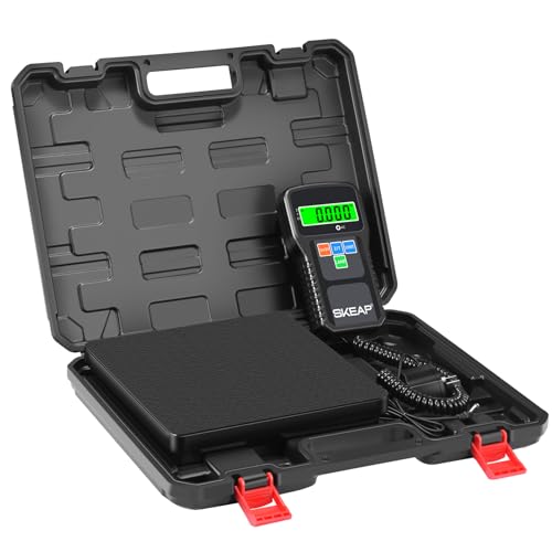 SKEAP Refrigerant Scale - 0.01lbs High Precision HVAC Scale with Wired Remote Control 155lbs Large Capacity Freon Scale for Refrigerant Recovery with LCD Display and Portable Case & Lithium Battery