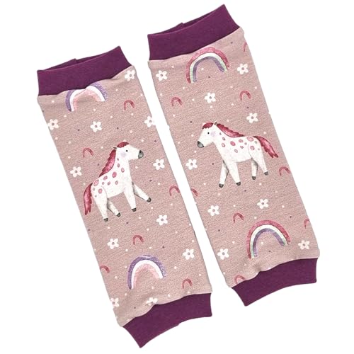la.nunu Stulpen Mädchen - Kleine Pferde Altrosa 4-5 Jahre - Kinderstulpen aus Baumwolle - Handarbeit - Kinder Baby Beinstulpen Babystulpen