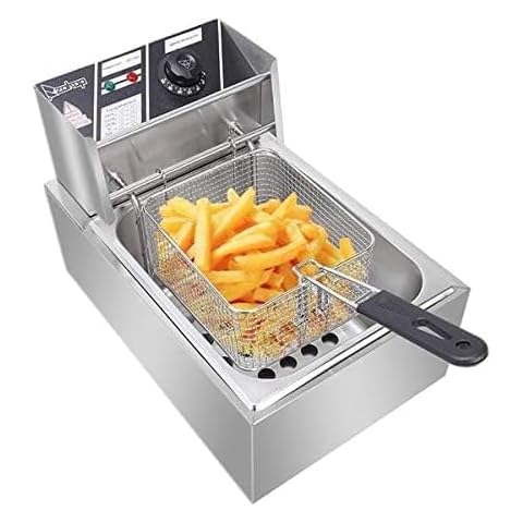 6L Stainless Steel Deep Fryer with Basket Cover