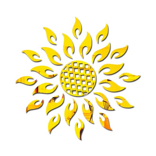Image of Bikri Kendra - Sun Mirror Sticker for Wall, Acrylic Sticker, Decorative Mirror Sticker for Wall, Acrylic Stickers, Wall Stickers for Hall Room, Bedroom. (Gold Mandala)