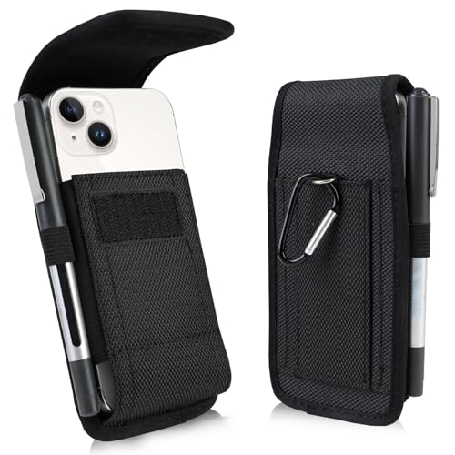Phone Pouch with Belt Clip Cover Mobile Phone Holster Case Nylon Cell Phone Holder Smartphone Belt Bag for iPhone 16 15 14 13 12 Pro Max Plus/Samsung/Moto/LG Men & Women Hiking,Work,Camping Outdoor(L)
