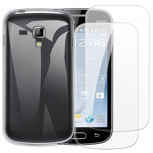 Shantime Funda con 2 Piezas Protector Compatible con Samsung Galaxy Trend S Duos S7562, Carcasa Antigolpes y Cristal Templado Protección Completa(Claro)