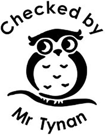 Checked by - Logotipo de búho - Nombre del profesor personalizado sello de tinta redondo para profesores disponible en Yaxa Guatemala