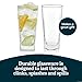 Libbey City Tumbler Glasses Set, 14.3 Oz Clear, Tall Drinking Glasses Set of 8, Thick, Square Glass Cups Set for Casual Dining and Daily Use