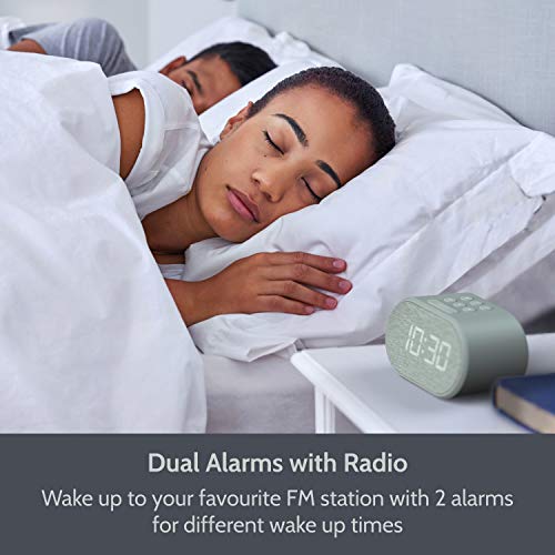I-Box Alarm Clock Bedside Non Ticking Led Backlit Alarm Clock With Usb Charger & Fm Radio, 5 Step Dimmable Display - Wall Outlet Powered With Battery Backup (Grey) #TOP3
