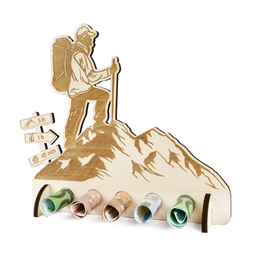 BOFUNX Geldgeschenk Wandern Geschenkidee aus Holz Wandern Geschenke für Männer Originelles Geldgeschenk für Geburtstag Familie Freund Kollege