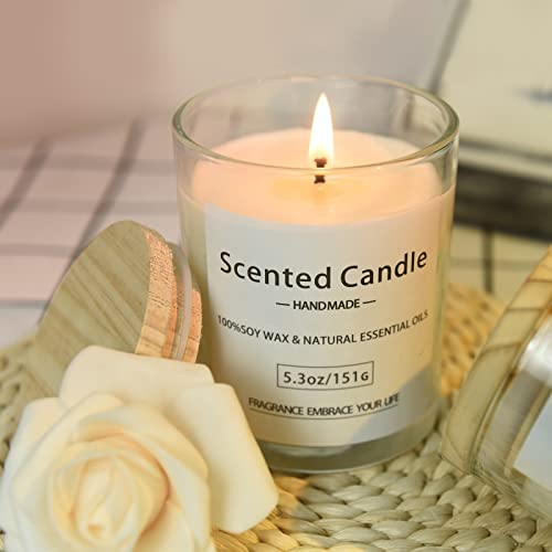 Scented Candles Gift Set For Women: Glass Aromatherapy Can Burn 40 Hours Household Aromatherapy Soy Wax Jar 5.3 Oz Scented For Bathing Yoga Meditation Perfect Birthday Christmas Gifts 2 Pack #TOP4