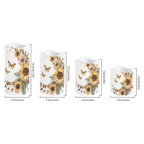 Image of Sunflower Moon Flameless Candles Bulk Timer Battery Operated Candles with Remote Color Changing Electric Pillar Led Candles Room Home Dining Table Decorations Tea Light