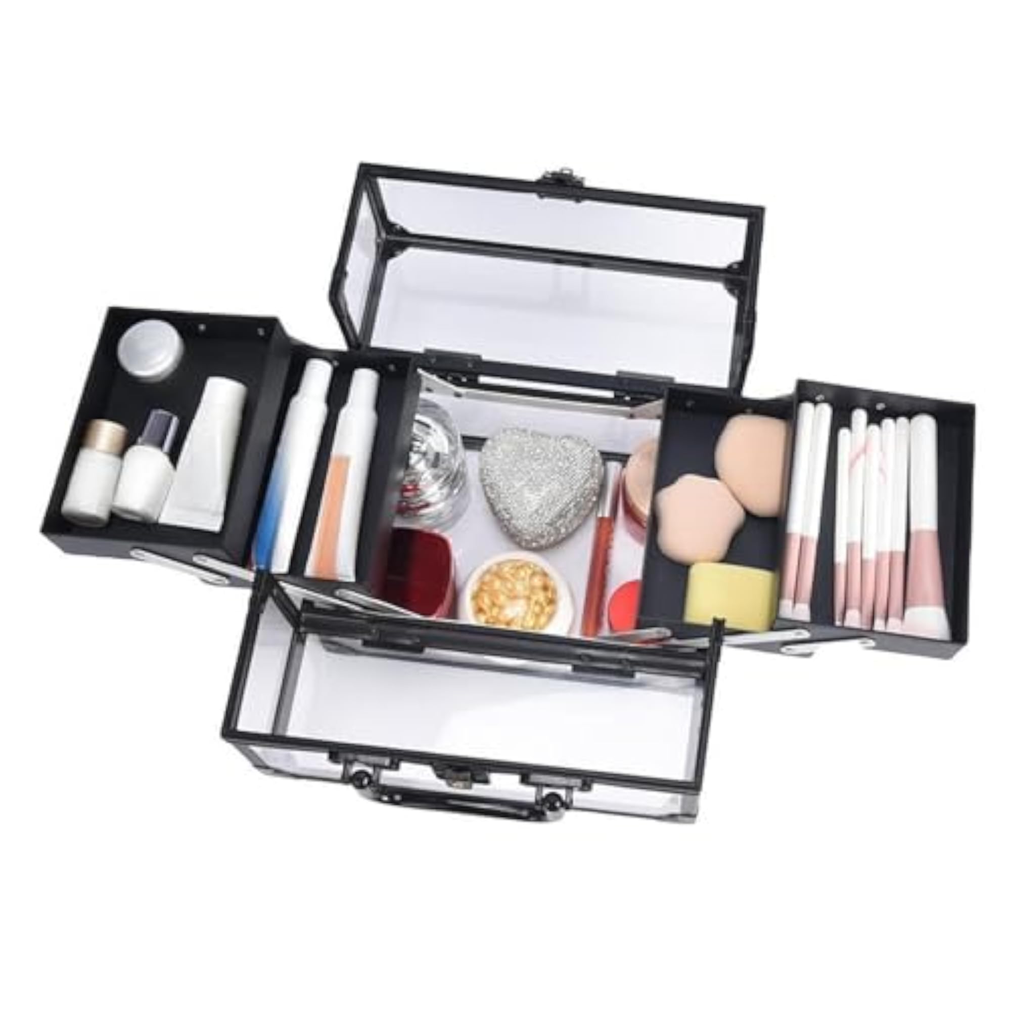 Makeup Train Case for Women, Travel Carrier for Cosmetics
