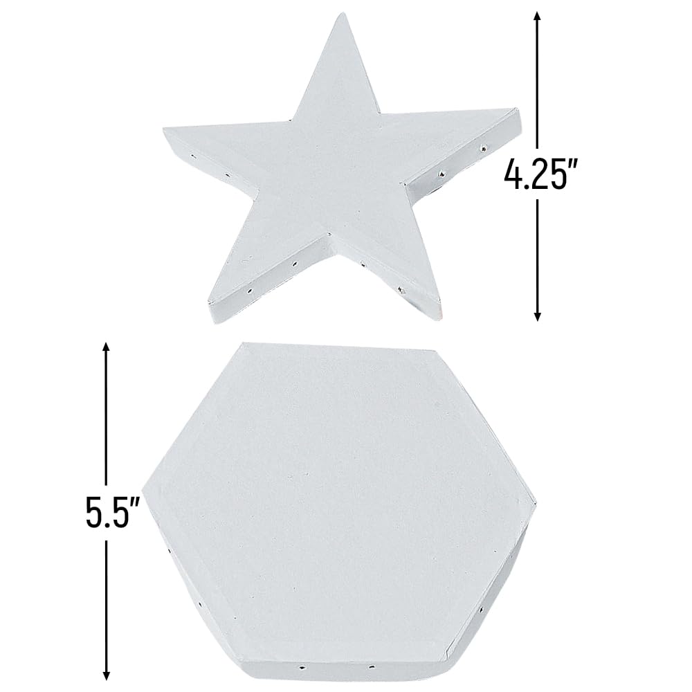 Fun Express Do It Yourself Hexagon & Star-Shaped Cardstock Tambourines for VBS, Kids Crafts & Fun Home Activities - Sizes from 4.25