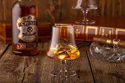 Luxbe - Bourbon Whiskey Brandy Crystal Glasses Goblet Snifter, Set Of 4 - Handcrafted Leadfree Glass - Great For Spirits Drinks - Scotch Cognac - 8.5Oz - 250Ml #TOP2