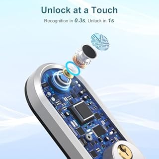 Smart Door Lock, Fingerprint Deadbolt with Keypad, Keyless Entry Front Door Lock for Home and Apartment, App Control Compatible with Alexa Silver