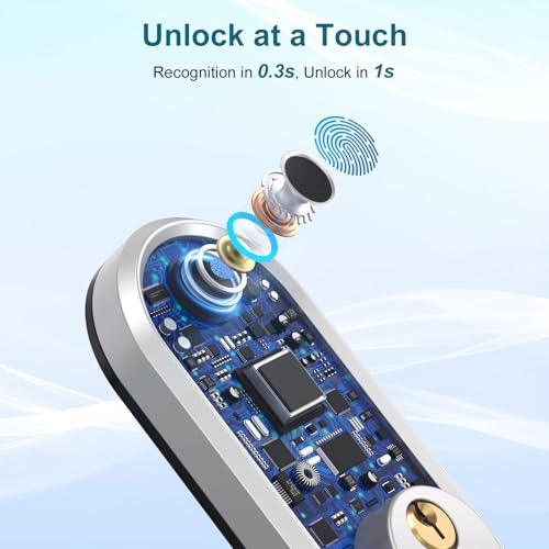 Image of Smart Keyless Entry Door Lock - SMONET Fingerprint Electronic Deadbolt Touchscreen Keypad Biometric Digital Bluetooth Door Lock Smart Deadbolt Compatible with Alexa for Homes and Hotel Silver