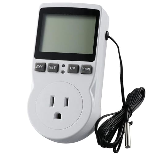 SHUATI Digital Temperature Controller, Thermostat Controller, Day Night Timer Timer Regulator, 110V, 15A, ?/? Temperature Controlled Outlet with Sensor