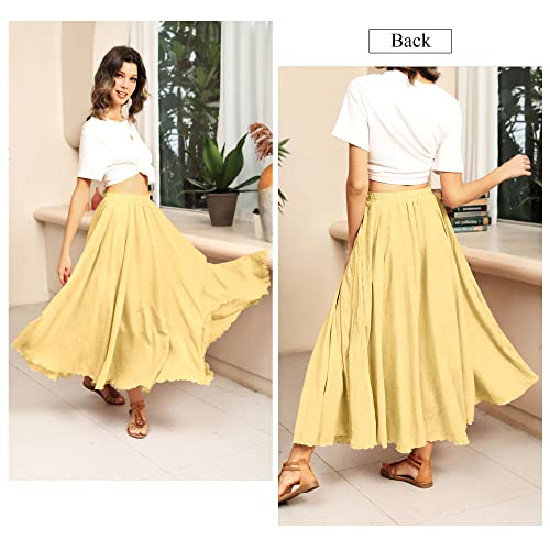 Ezcosplay Women Bohemian Beach A-Line Dress Double Layer Elastic Waist Long Maxi Skirt4