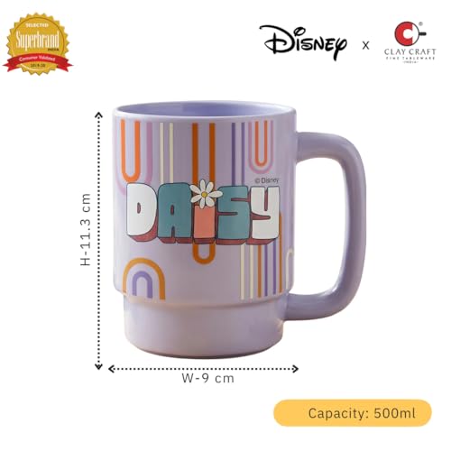 Image of Clay Craft - Official Daisy Duck Print, Fine Ceramic Coffee Mug, 500 Ml | Cartoon Character Gift Mug for Kids & Adults | Microwave & Dishwasher Safe | Disney Licensed
