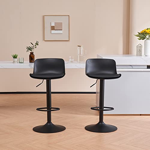 Younike Bar Stools Set Of 2 Modern Black Pu Counter Height Barstool, High Padded Adjustable Swivel Barstools With Back For Bar Counter And Kitchen Island #TOP2