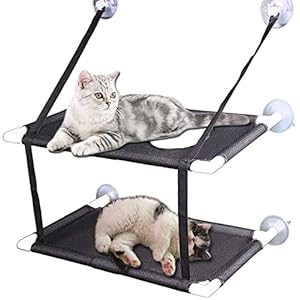 Cat Window Perch Cat Hängematte für Fensterbett Bis zu 40 lb Kann auf kleinen Fenstern Weiche Matten installiert Werden Stabile Metallrahmen Kitty Sunny Seat (Doppellagig)