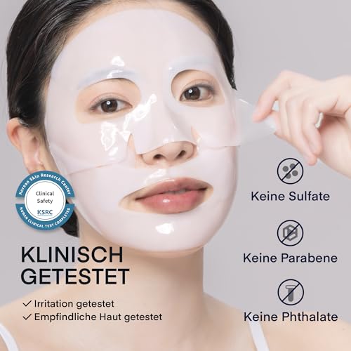 Kollagen Maske Overnight Korean Skincare: Gesichtsmaske für Feuchtigkeit Faltenreduktion & Porenverfeinerung mit Hyaluron - Real Deep Collagen Mask for Glass Skin, 4ea x 33g [Hergestellt in Korea]