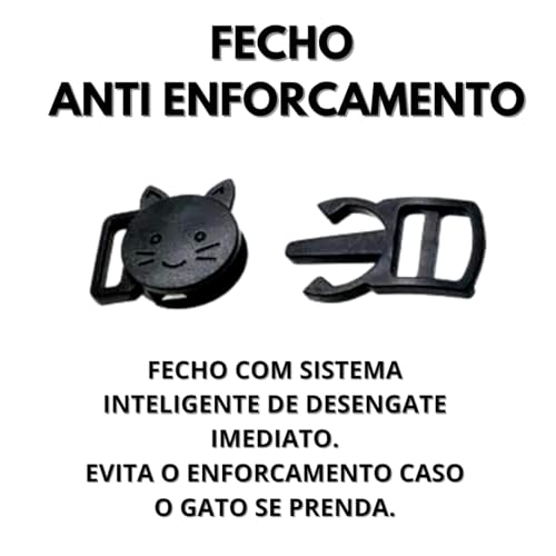 Coleira Gato com Placa de Identificação e Fecho Anti Enforcamento (AZUL)
