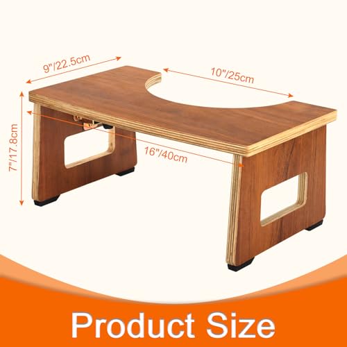 image for JACNITAD Foldable Toilet Stool, Bamboo Toilet Stool Squat Adults, 7 In