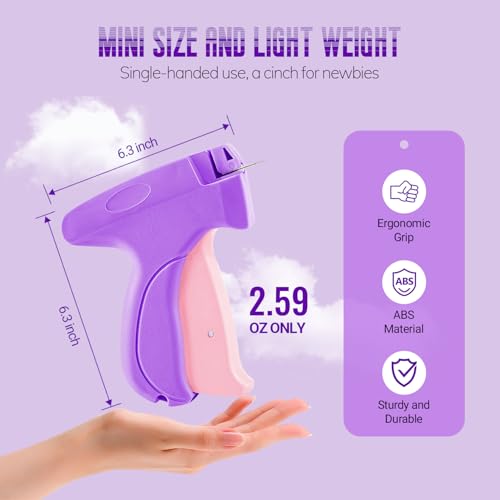 Image of Stitch Gun for Clothes - Stitchy Tagging Gun for Clothing, Handheld Stitch Gun Quick Clothing Fixer, Sewing Kit Includes 6 Needle，3000 Fasteners(1500 Black & 1500 White) (Purple)