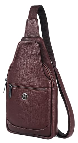 Image of WildHorn Leather Sling Crossbody Bag for Men, Stylish Chest Shoulder Bag for Men Women, Adjustable Strap for Commuting Travel Outdoor Activities Cycling