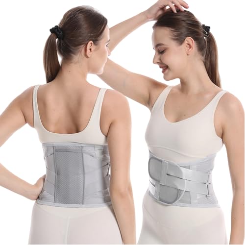 Back Brace for Lower Back Pain Relief - Back Support Belt for Women & Men for Herniated Disc, Sciatica. Removable Stays for Lower Back Support (Gray, X-Large)