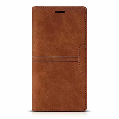 Cuero para Xiaomi 12T/12T Pro Case - Xiaomi 12T/12T Pro BookStyle Funda para teléfono con ranuras para tarjetas Cierre magnético Kickstand Protección completa Flip Folio Wallet Funda protectora marrón Cover